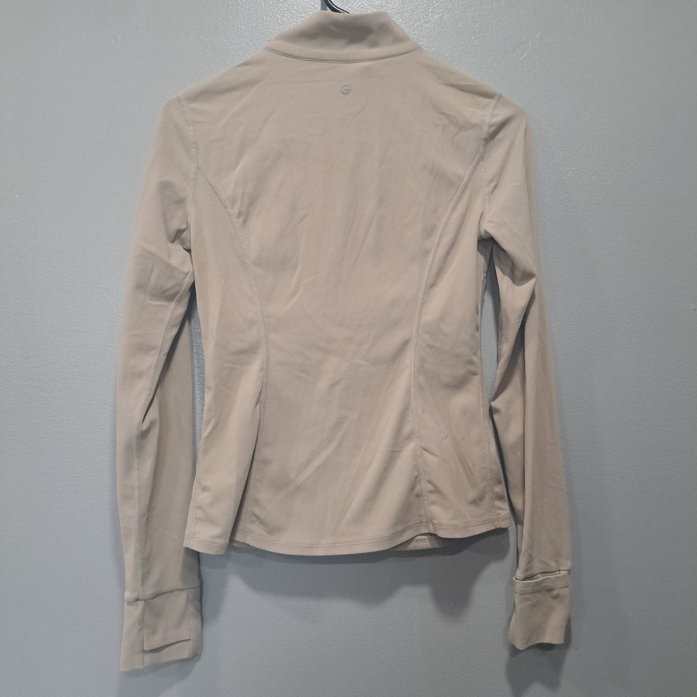 Glowmode FeatherFit Slim-It Active Jacket Medium Tan Beige Full Zip Thumbholes - Picture 2 of 7